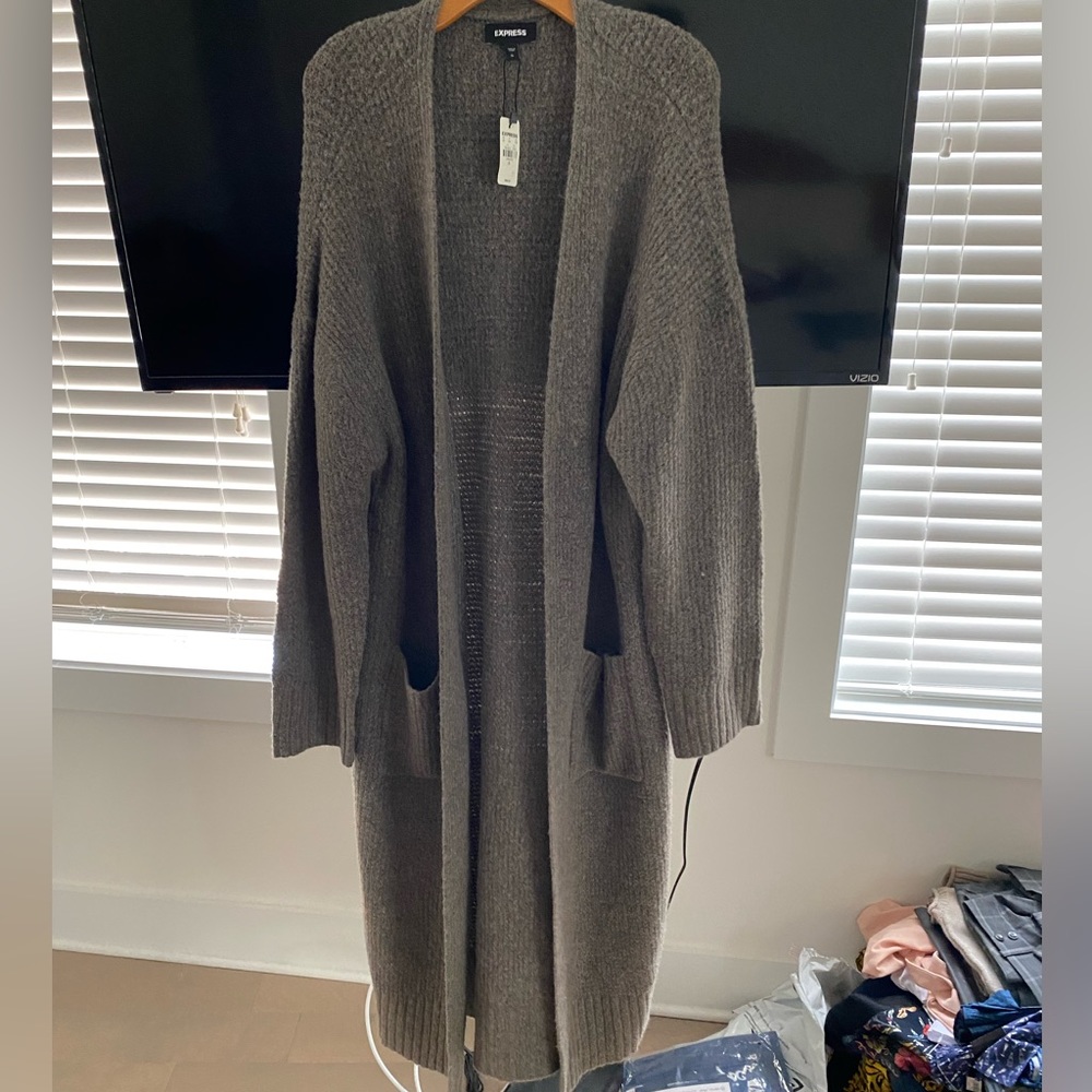 BNWT cozy thermal cardigan color mossy grey size XL